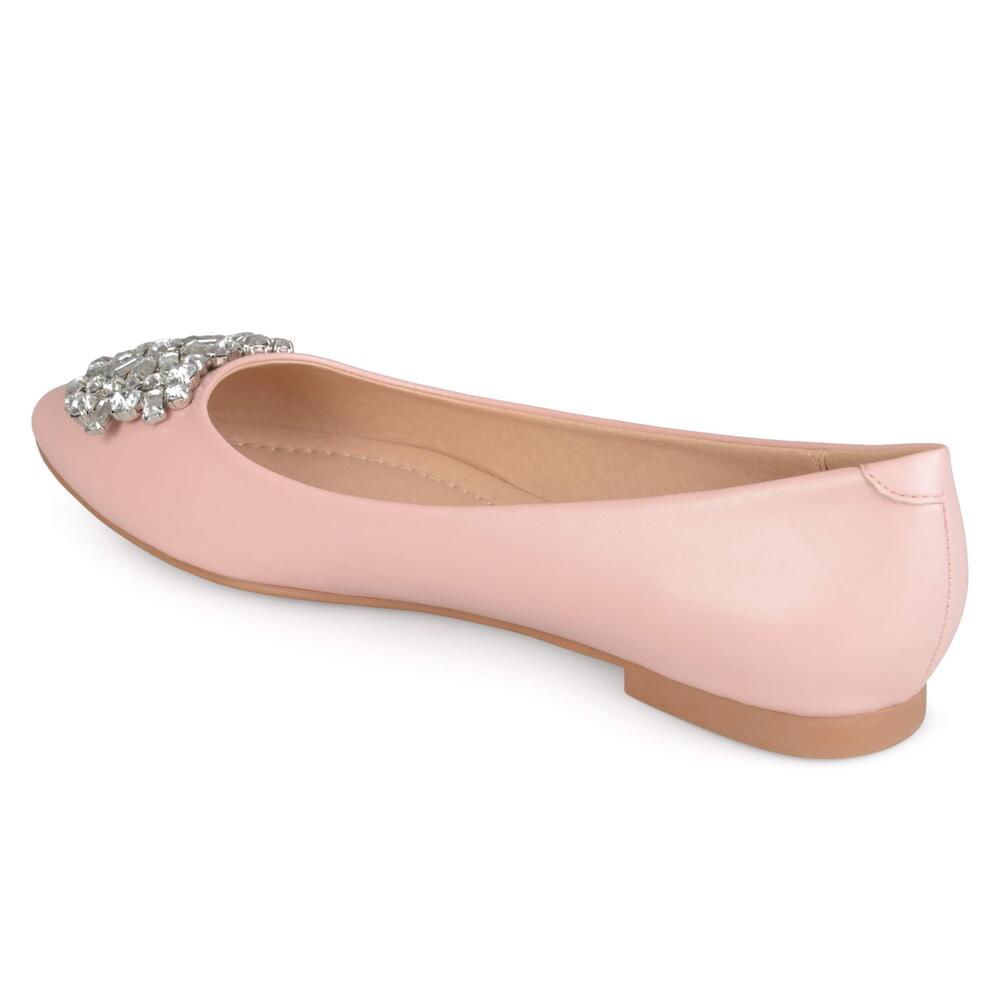 Journee Brinley Faux Leather Pointed Toe Jewel Flats Pink 7.5 - Picture 2 of 5